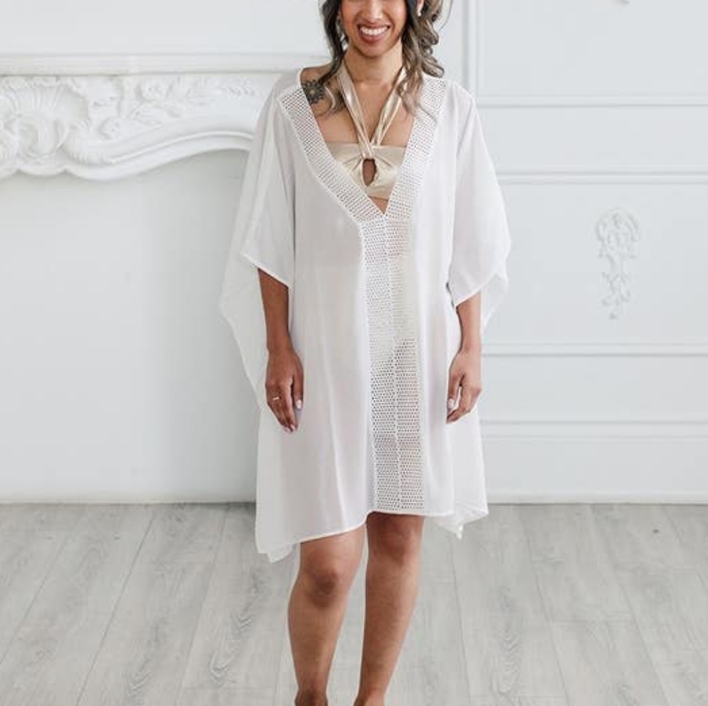 White beach cover up dress